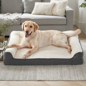 Luxury Memory Foam Pet Sofa Bed For Medium Large Dogs Waterproof Non slip Bottom Washable Cover.