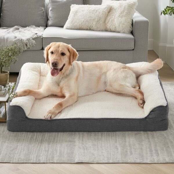 Luxury Memory Foam Pet Sofa Bed For Medium Large Dogs Waterproof Non slip Bottom Washable Cover.